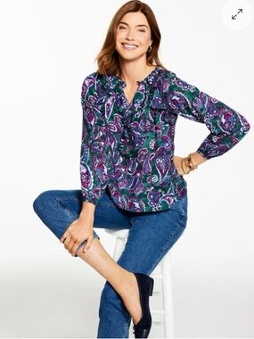 NWT Talbots Ruffle Top Piccadilly Paisley Size Medium